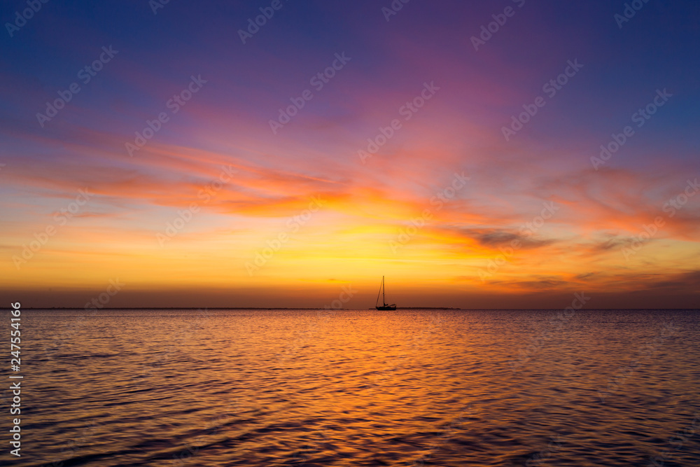 Sunset on ocean in Zanzibar