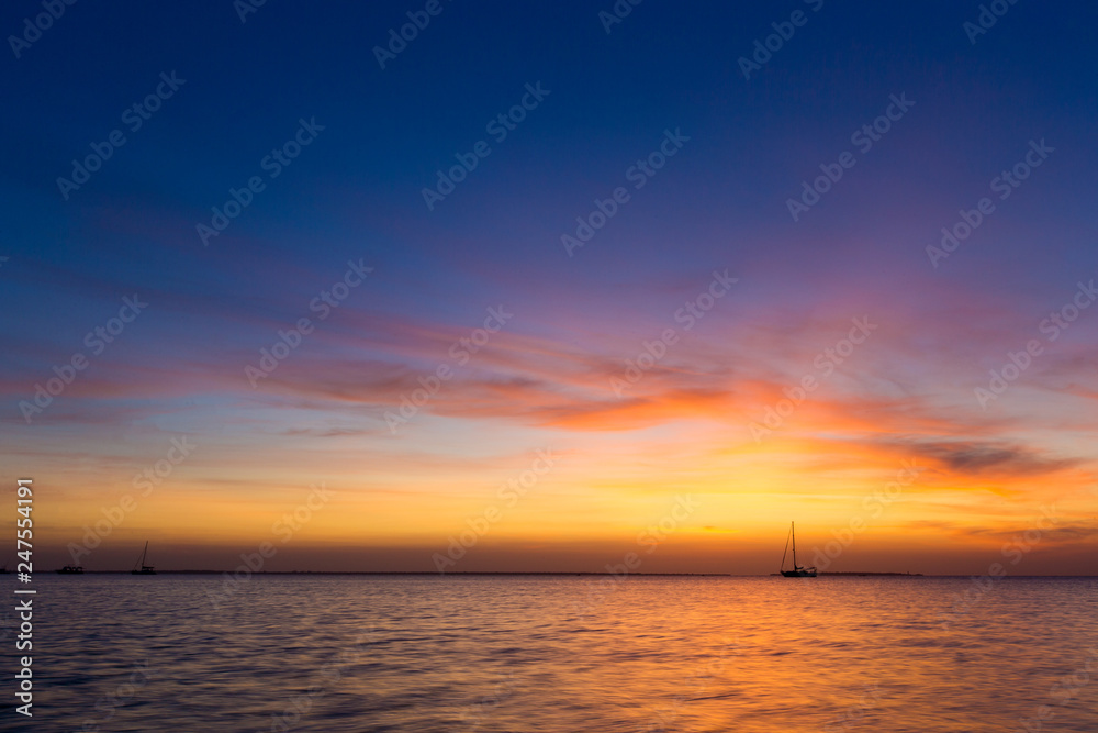 Sunset on ocean in Zanzibar