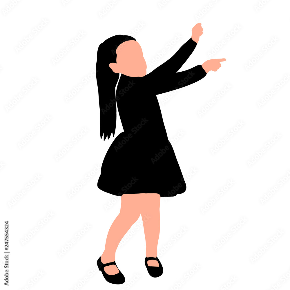 vector on white background silhouette of a little girl rejoices vector on white background silhouette of a little girl rejoices