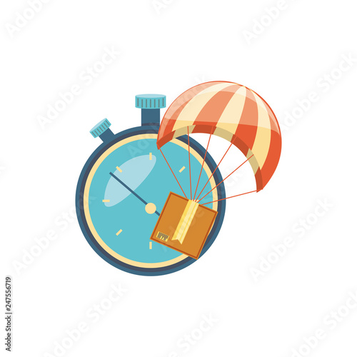 parachute flying with box delivery service