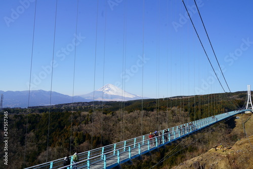 mt fuji in japan bridge over the river