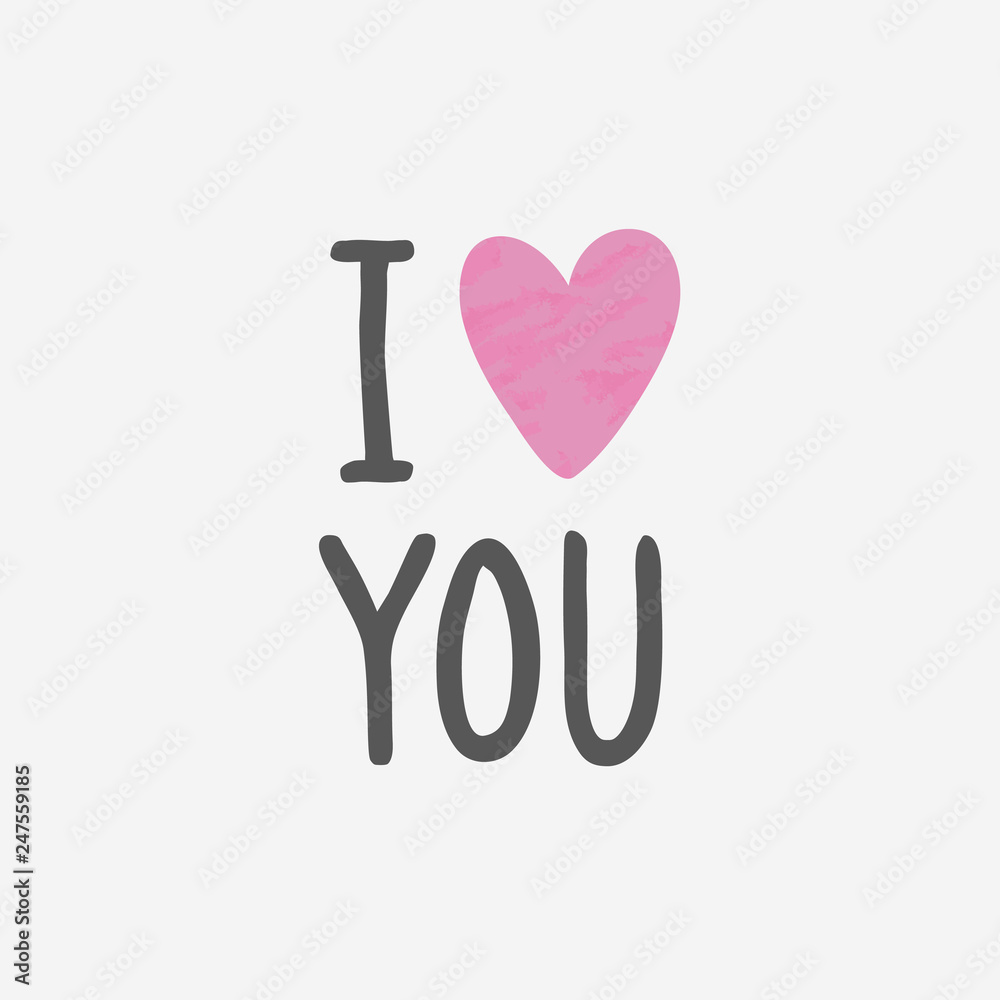 I Love You. Unique Hand Drawn Design. Vector I Love You. Unique Hand Drawn Design. Vector