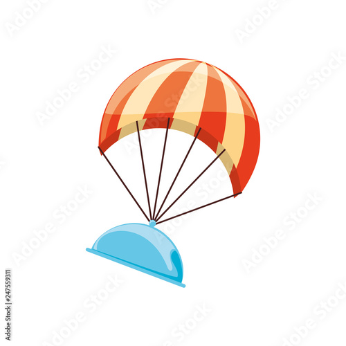 Fototapeta Naklejka Na Ścianę i Meble -  parachute flying with tray server delivery service