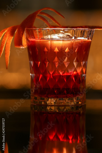 alocohol cocktail negroni on black surface photo