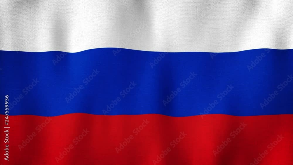 Russia flag waving in the wind. Closeup in 4k of realistic Russian flag with highly detailed fabric texture Russia flag waving in the wind. Closeup in 4k of realistic Russian flag with highly detailed fabric texture