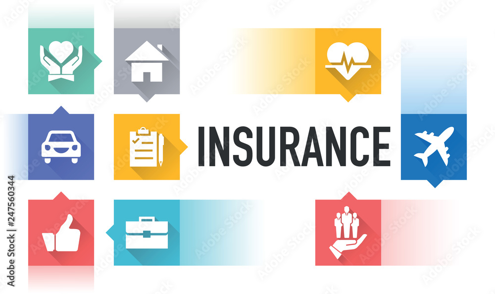 INSURANCE FLAT ICON SET INSURANCE FLAT ICON SET