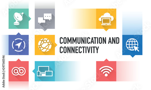 COMMUNICATION AND CONNECTIVITY FLAT ICON SET