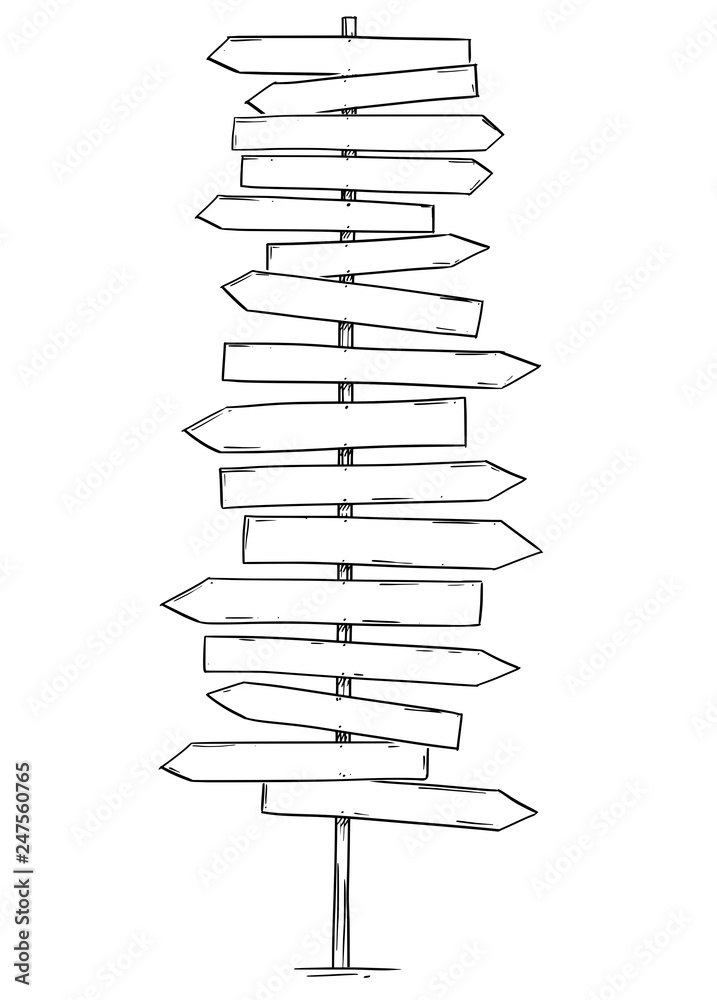 Artistic drawing of old empty or blank wooden sixteen directions road arrow sign. Ready for your text. Artistic drawing of old empty or blank wooden sixteen directions road arrow sign. Ready for your text.