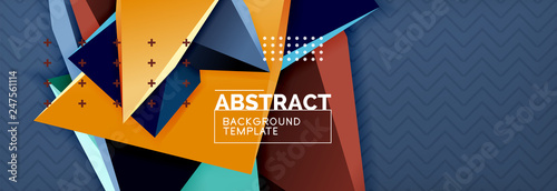 3d triangular shapes geometric background. Origami style pattern with triange shapes for decorative design. Poster design. Line design. Modern presentation template