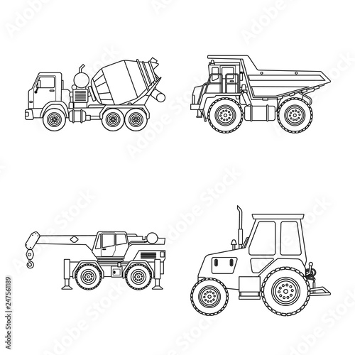 Isolated object of build and construction sign. Collection of build and machinery vector icon for stock.