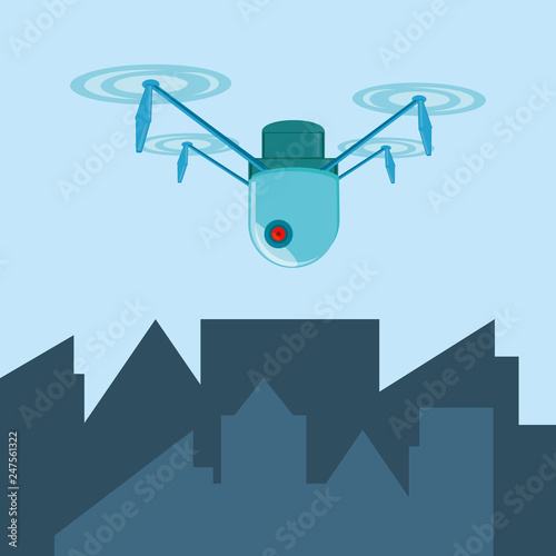 drone technology flying in the city