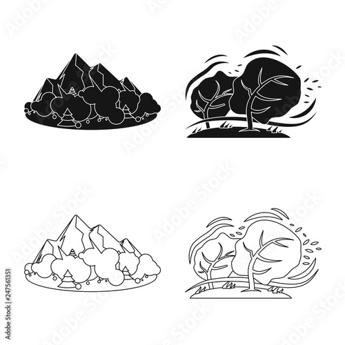 Vector design of natural and disaster logo. Collection of natural and risk vector icon for stock.