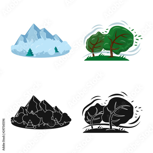 Isolated object of natural and disaster logo. Collection of natural and risk vector icon for stock.