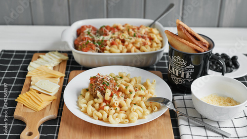 meatballs with pasta and parmesan