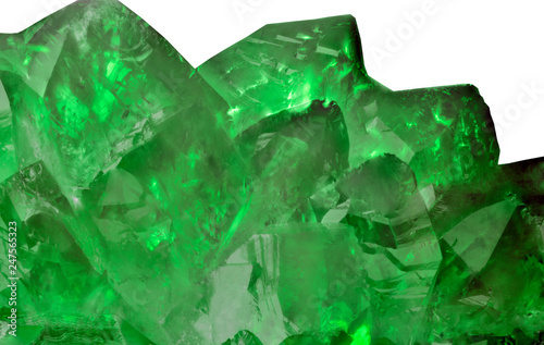 bright green emeralds closeup crystals