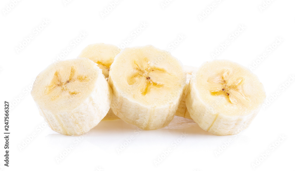 Peeled banana slices isolated on white background Peeled banana slices isolated on white background