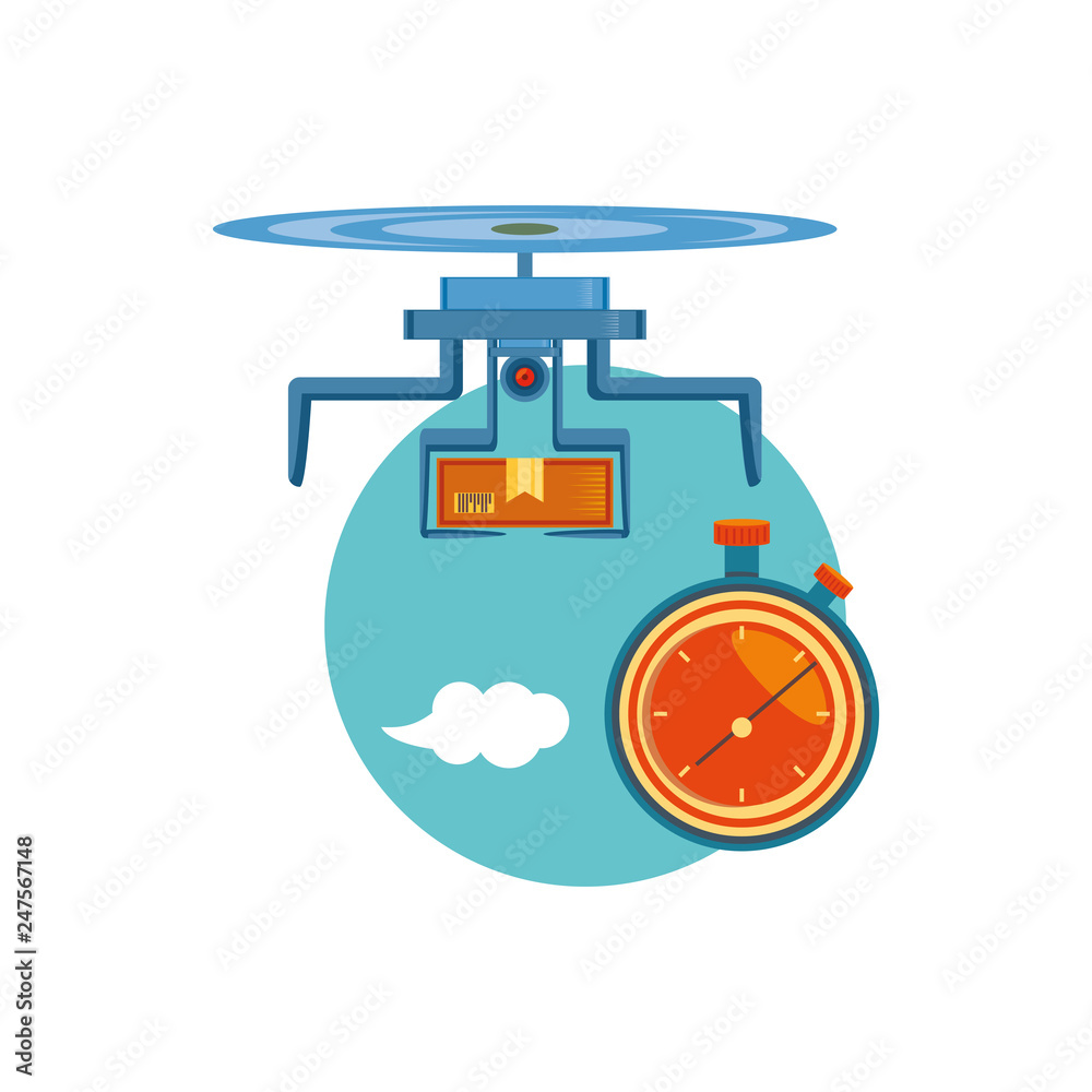 drone technology with box carton and chronometer drone technology with box carton and chronometer
