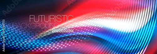 Fluid colors mixing glowing neon wave background, holographic texture