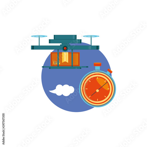 drone technology with box carton and chronometer