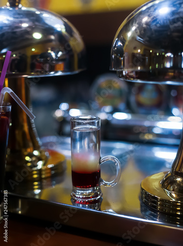 short strong alcoholic drink in a bar 