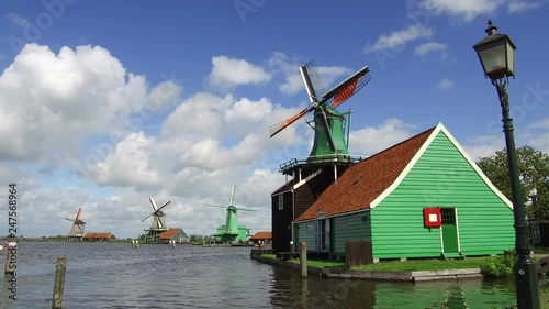 Turning Windmills At The Zaanse Schans. Holland photo