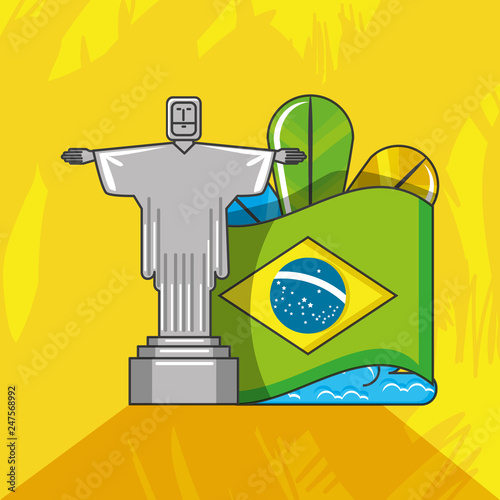flag of brazil with culture icons