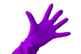 hand in latex glove showing number five