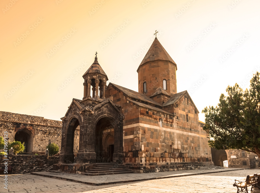 Armenia, Ararat valley, Khor Virap monastery, Church of St. Astvatsatsin (virgin Mary) at dawn