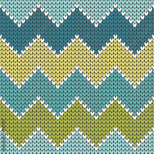 Strickmuster ZickZack Blau/Grün Nahtlos