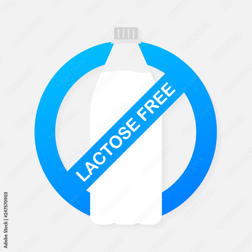 Lactose free icon. Vector contains no lactose label for healthy daiy food product package. Vector illustration. Lactose free icon. Vector contains no lactose label for healthy daiy food product package. Vector illustration.
