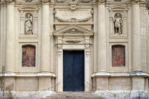 Portal of St. Catherine church and Mausoleum of Ferdinand II, Graz, Austria 