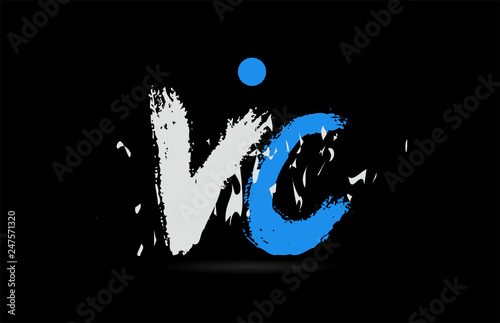 blue white alphabet letter combination VC V C logo design