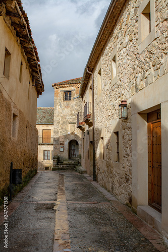 Street and Castle of Pedraza in Segovia  Spain
