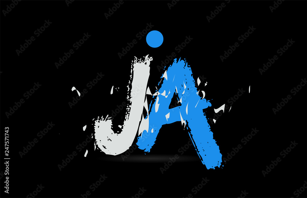 Fototapeta premium blue white alphabet letter combination JA J A logo design