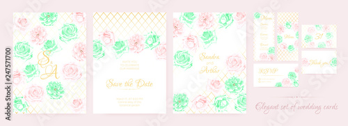 Wedding Cards or Invitation Templates Set.