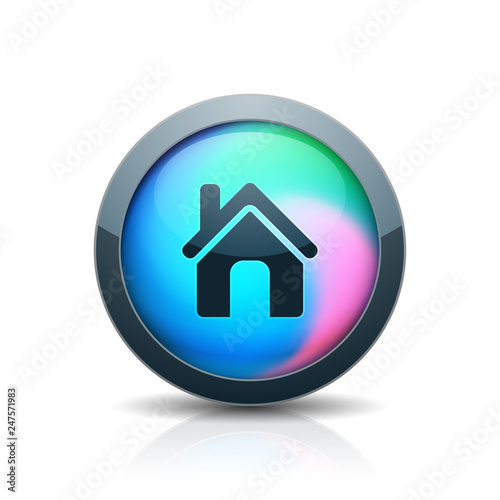 Home button Holographic style illustration