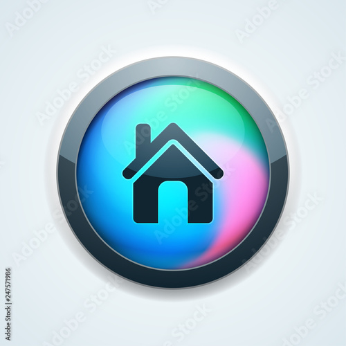 Home button Holographic style illustration