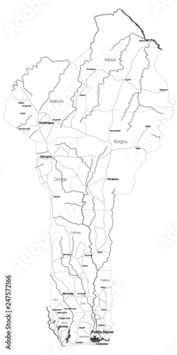 Large and detailed map of the state of Benin in Africa