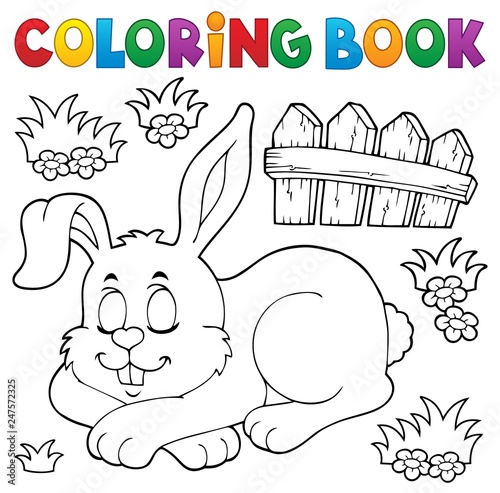 Coloring book sleeping bunny theme 1