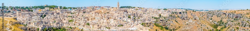 Fototapeta premium 90Mpx Panoramic view of the Sassi di Matera, European Capital of Culture 2019