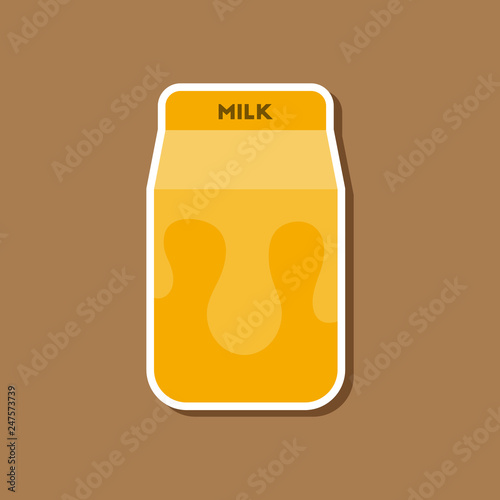 paper sticker on stylish background coffee carton of milk
