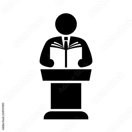 Speaker and podium vector pictogram