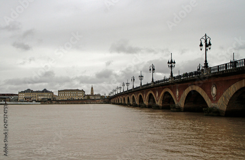 Pont de pierre, old stony bridge in Bordeaux