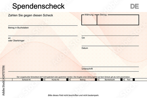 Spendenscheck mit Wellenmuster photo