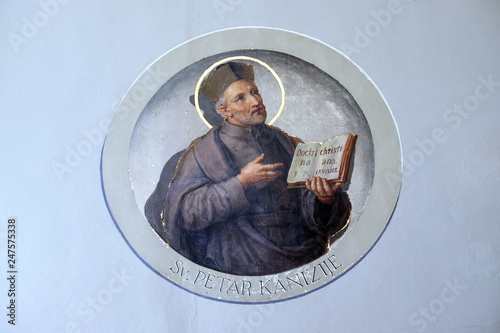 Saint Peter Canisius, fresco in the Basilica of the Sacred Heart of Jesus in Zagreb, Croatia photo