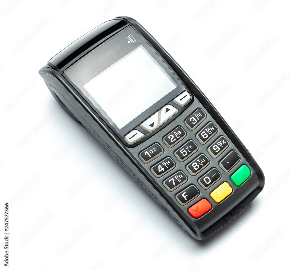 POS terminal, Payment Machine is isolated on white background POS terminal, Payment Machine is isolated on white background