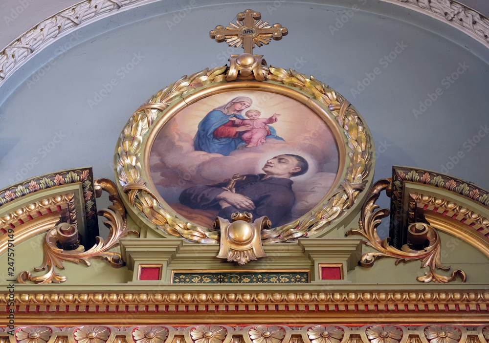 Saint Aloysius Gonzaga altar in the Basilica of the Sacred Heart of Jesus in Zagreb, Croatia Saint Aloysius Gonzaga altar in the Basilica of the Sacred Heart of Jesus in Zagreb, Croatia