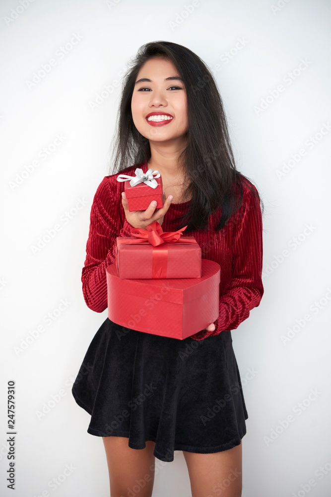 Woman getting presents for holiday Woman getting presents for holiday