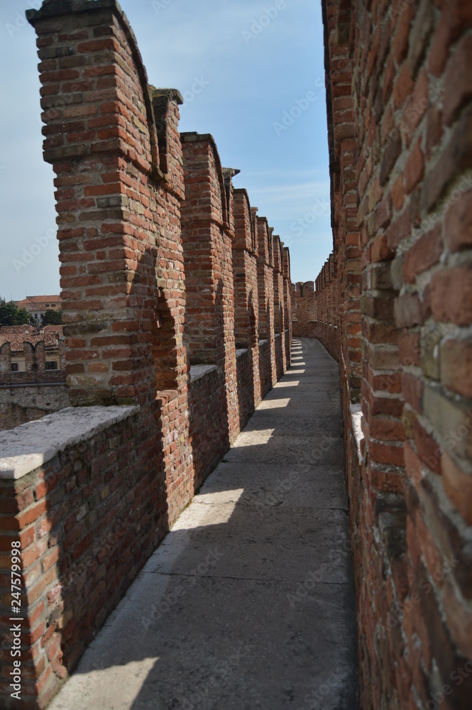 Insude Of The Walls Of Castelvecchio Castle In Verona. Travel, holidays, architecture. March 30, 2015. Verona, Veneto region, Italy.