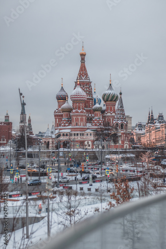 St. Basil's Cathedral on Red Square in winter, Moscow, Russia.